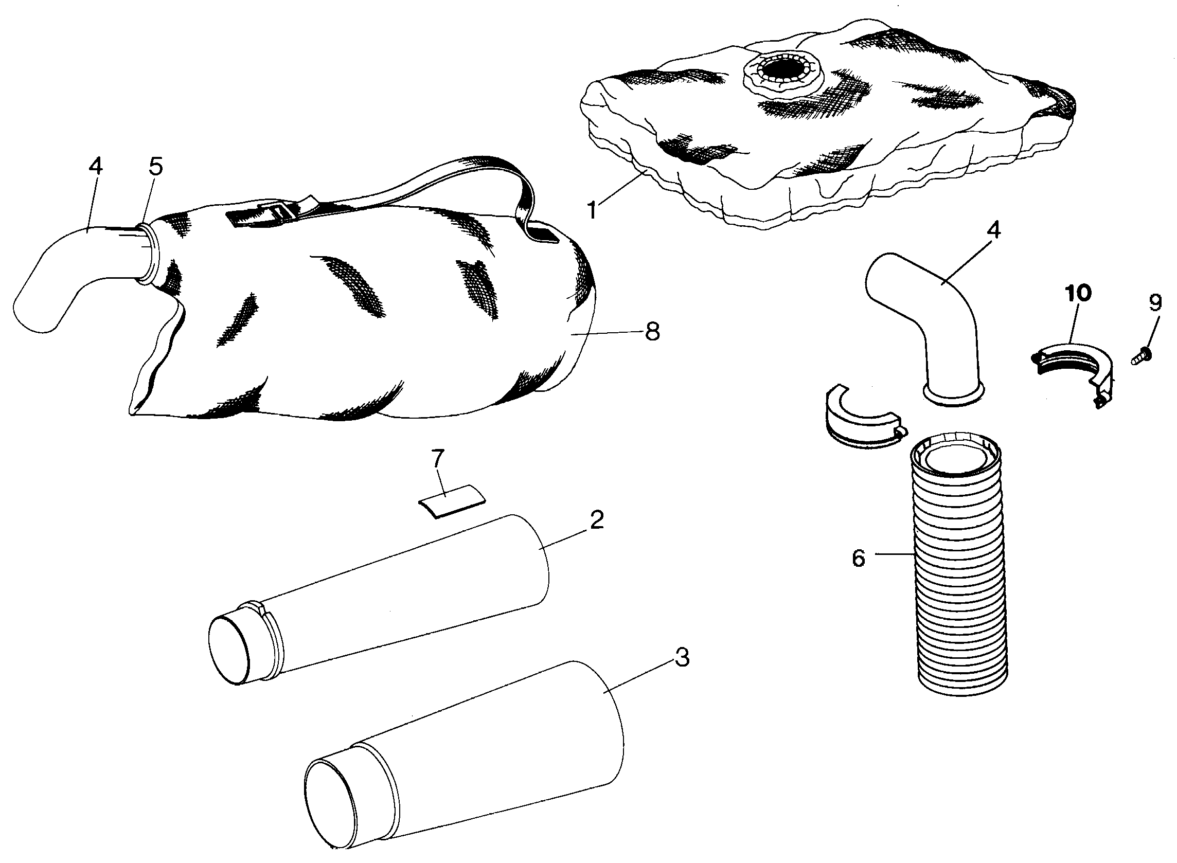 Default Diagram and Parts List for BV-003 Type 1 Black and Decker Leaf Blower / Vacuum